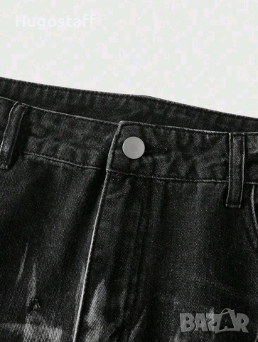 Нови черни baggy дънки Casual Loose Fit Jeans панталони карго Л/34, снимка 4 - Дънки - 53115015