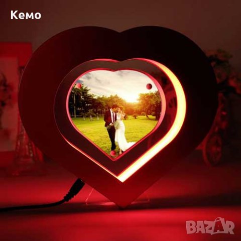 Левитираща фото рамка сърце със светеща стойка, снимка 3 - Романтични подаръци - 44197655