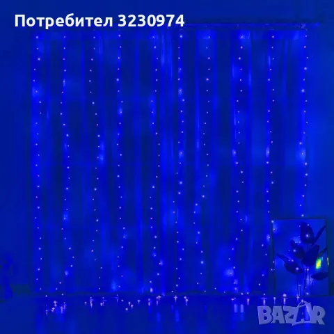 Коледни лампички с 300Led лампи 3 метра на 3 метра ,коледна завеса с дистанционно. , снимка 3 - Декорация за дома - 56121236