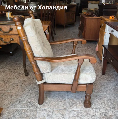 Дъбово кресло с дамаска, снимка 7 - Дивани и мека мебел - 55788261