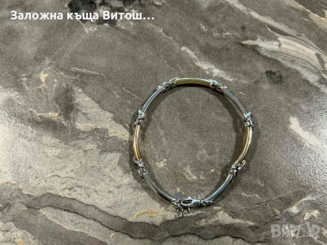 Златна гривна 14к 11.99 грама със черни камъни , снимка 4 - Гривни - 50301711