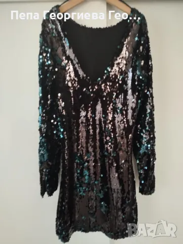 Рокля с пайети,размер С, снимка 2 - Рокли - 49537508