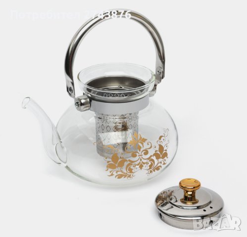 СТЪКЛЕН ОГНЕУПОРЕН ЧАЙНИК С ЦЕДКА,ЗА ПРИГОТВЯНЕ НА ЧАЙ И КАФЕ,ВМЕСТИМОСТ 1200МЛ., снимка 5 - Съдове за готвене - 42469669