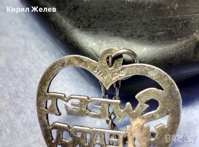 SWEET HEART СРЕБЪРЕН МЕДАЛЬОН СЪРЧИЦЕ СТЕРЛИНГОВО СРЕБРО 925 STER. AM АНГЛИЯс СРЕБЪРНА ВЕРИЖКА 25108, снимка 6 - Антикварни и старинни предмети - 50337460
