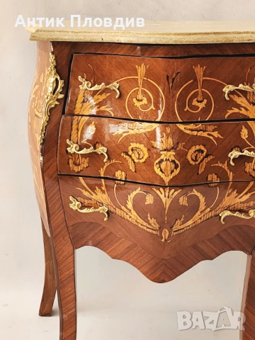 Бароков скрин с инкрустации и мраморен плот, снимка 4 - Скринове - 51655730