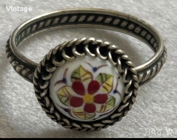 Съветски винтидж ръчно рисуван пръстен , снимка 5 - Пръстени - 53981304