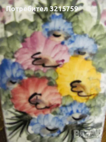 Авторска порцеланова ваза ,ръчно рисувана, подпис, снимка 4 - Вази - 49315212