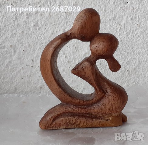 любов целувка дървена фигура статуетка дърворезба, снимка 7 - Статуетки - 37053453