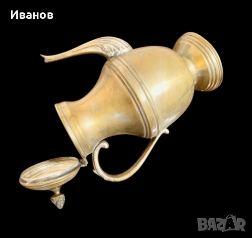 Цена - 25€. Винтидж Месингов Чайник с капак с богато украсени детайли, снимка 8 - Антикварни и старинни предмети - 51607974