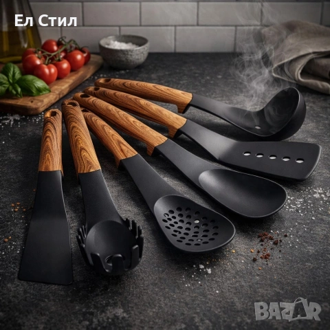 Комплект кухненски прибори 6 части с въртяща се стойка Cheffinger, снимка 3 - Прибори за хранене, готвене и сервиране - 53309528