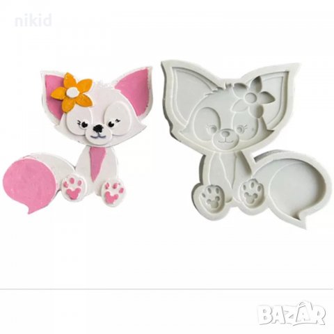 Сладка лисичка Лисица плитък силиконов молд форма фондан шоколад гипс, снимка 3 - Форми - 37048856