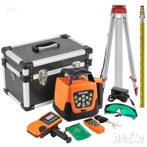 Ротационен лазерен нивелир Vevor 360G, Зелен лазерен лъч, Лазерен приемник, Обхват 500 метра ПЪЛЕН К