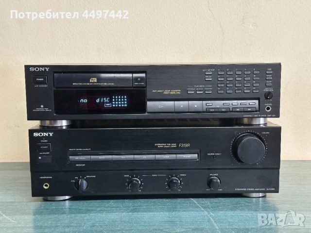 Рядък Винтидж Стерео Комплект SONY: Усилвател TA-F319R & CD Плеър CDP-591, снимка 2 - Аудиосистеми - 54169406