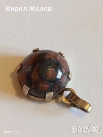 Уникален рядък сребърен медальон с Яспис и Оникс ювелирна изработка много красив 52580, снимка 6 - Колиета, медальони, синджири - 53069838