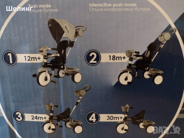 Триколка Lorelli Neo Luxe 4в1 със сенник, снимка 8 - Детски велосипеди, триколки и коли - 36855406