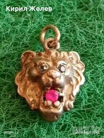 Сребърна висулка Лъвска глава с рубин символизира сила, лидерство 52549, снимка 3 - Колиета, медальони, синджири - 52934705