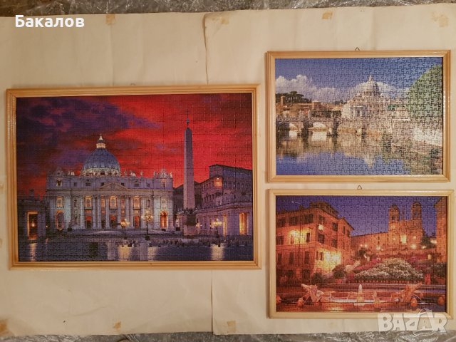 Наредени и залепени на фазер пъзели с лакирана дървена рамка и закачалка, снимка 6 - Други - 38397582