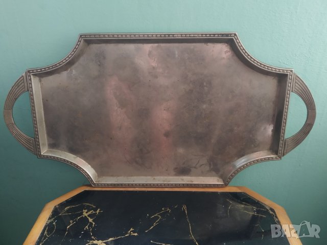 посребрен метален поднос арт нуво