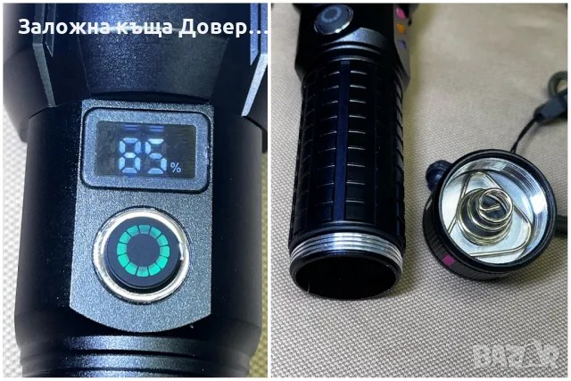 Най мощния Led тактически алуминиев фенер Li-ion power bank, снимка 4 - Екипировка - 48339722
