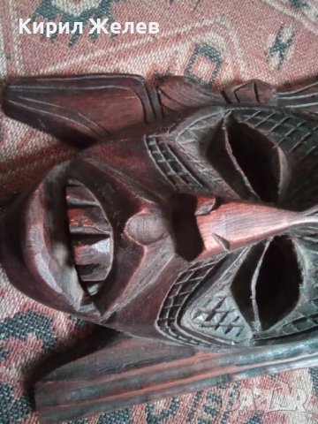 Махагонова маска ритуална стара дървена традиционно изкуство от Африка 43738, снимка 9 - Колекции - 44334958