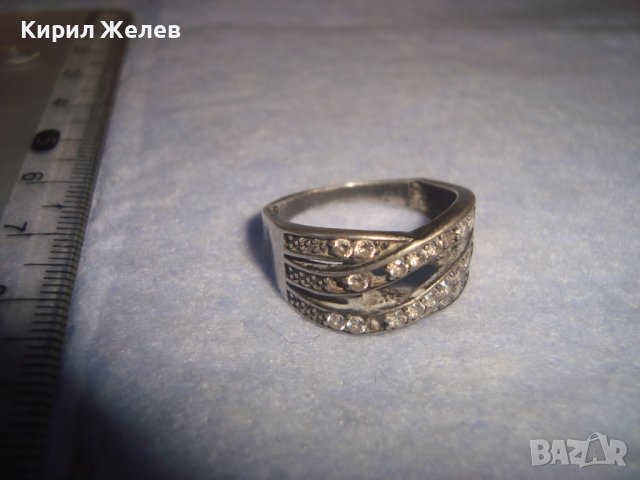 СТАР АЖУРЕН СРЕБЪРЕН СКЪПОЦЕНЕН АРТ ПРЪСТЕН СРЕБРО 925 с ФАСЕТИРАНИ ЦИРКОНИ 32514, снимка 4 - Пръстени - 38323572
