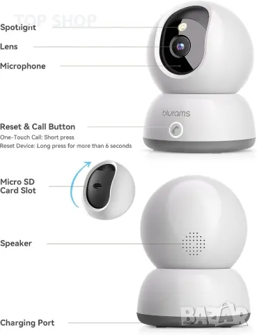 Камера blurams LUMI сприложение за телефонни разговори, 2K, снимка 8 - IP камери - 48501223