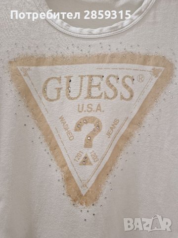 GUESS- оригинална дамска бяла памучна тениска, снимка 2 - Тениски - 37176829