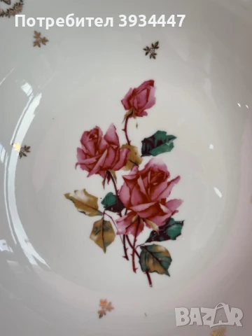 Винтидж порцеланова чиния с дръжки и купа за салата J.W. – Véritable Porcelaine, снимка 4 - Сервизи - 51073209