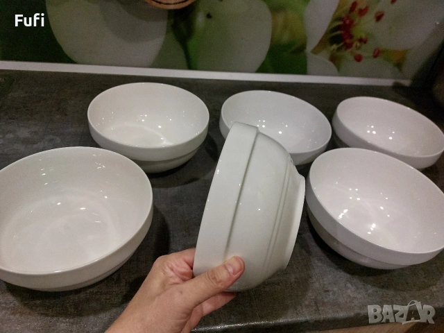 9 евро за 6 броя нови големи купи, вместимост по 1 литър и 200 мг, с етикет, порцелан , снимка 4 - Кутии за храна - 54065074