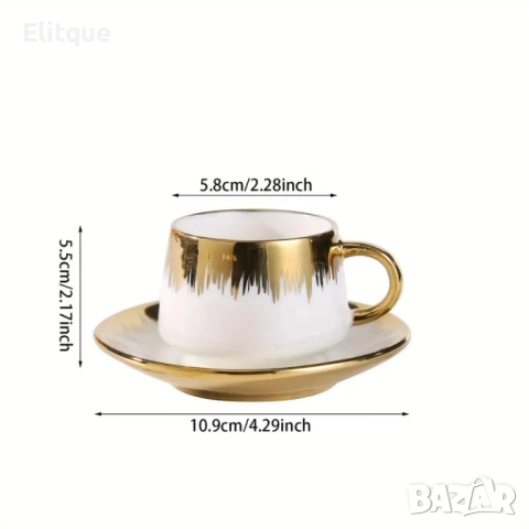 Сервиз 12 части за еспресо от порцелан, снимка 9 - Чаши - 52778193