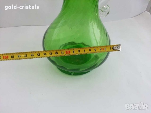 Стара стъклена кана цветно зелено стъкло, снимка 9 - Антикварни и старинни предмети - 29570816
