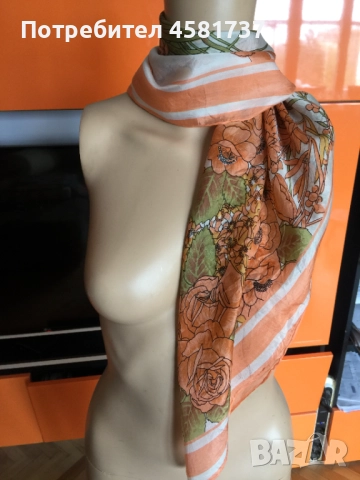 Копринен шал с флорален десен, снимка 6 - Шалове - 52053262
