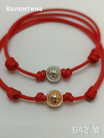 Мъжка, дамска, детска, бебешка гривна с червена корда/конец с 925 сребърен елемент с лого, снимка 5 - Гривни - 31930489