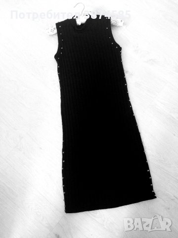 Черна рокля плетиво, размер М, снимка 4 - Рокли - 42765236