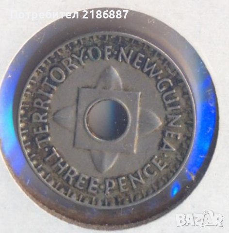 Английска Нова Гвинея 3 пенса  1944 година, снимка 2 - Нумизматика и бонистика - 38055326