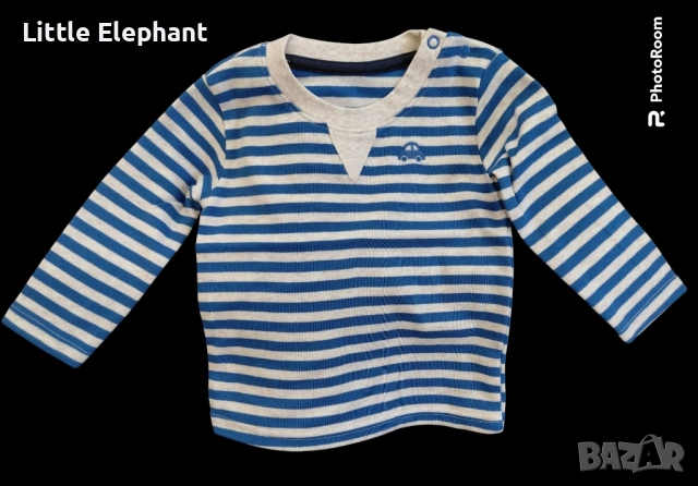 Блузка с дълъг ръкав за 18-24 мес момченце синьо райе"Tiny little car",Англия/нова