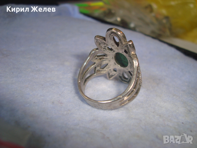 ТЮРКОАЗЕН ПОСРЕБРЕН АРТ ДЕКО СТИЛ КРАСИВ ЕФЕКТЕН ПРЪСТЕН 14966, снимка 6 - Пръстени - 36380465