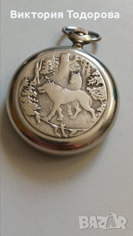 Профилактиран джобен часовник Молния/Molnija с капак вълци или кораб, снимка 4 - Антикварни и старинни предмети - 37026176