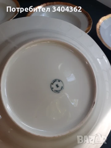 Български порцелан Китка Нови Пазар големи чинии 6 бр позлат, снимка 4 - Антикварни и старинни предмети - 51054881