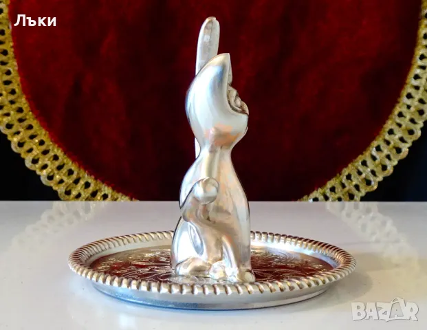 Посребрена фигура Котка,бижутерка. , снимка 2 - Антикварни и старинни предмети - 48295734