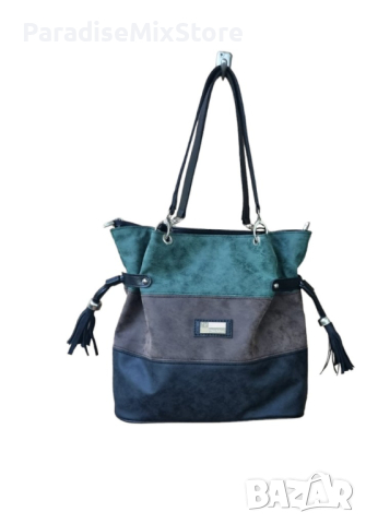 Дамска луксозна чанта тип торба в пастелни цветове 30х34см Цветове: сиво-синя гама;зелено-синьо гама, снимка 2 - Чанти - 44734999