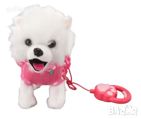 Интерактивно плюшено кученце с дистанционно – бяло с розова рокличка 🐶
