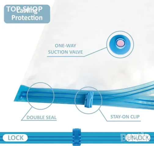 8 пакета вакуумни торби за съхранение, спестяващи място торби (2 джъмбо/2 големи/2 средни/2 малки) к