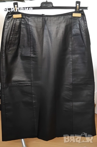 Дълга кожена пола телешка истинска естествена кожа 42 номер M-L размер, снимка 11 - Поли - 52409692