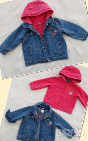  Детско дънково яке с подплата суичър 2в1 размер 9-12 месеца, снимка 10 - Бебешки якета и елеци - 44923103
