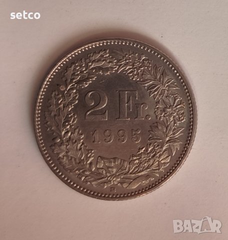 Швейцария 2 франка 1995  година  е69, снимка 2 - Нумизматика и бонистика - 42445214