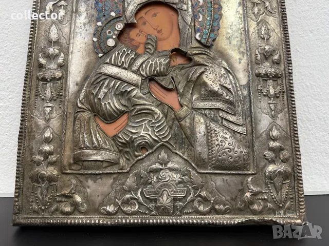 Руска православна икона на Света Богородица Владимирска №8252, снимка 4 - Антикварни и старинни предмети - 56160022