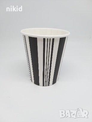 Черно Бели ленти черти рали високи 8 бр картонени чаши парти рожден ден, снимка 3 - Чаши - 42251827