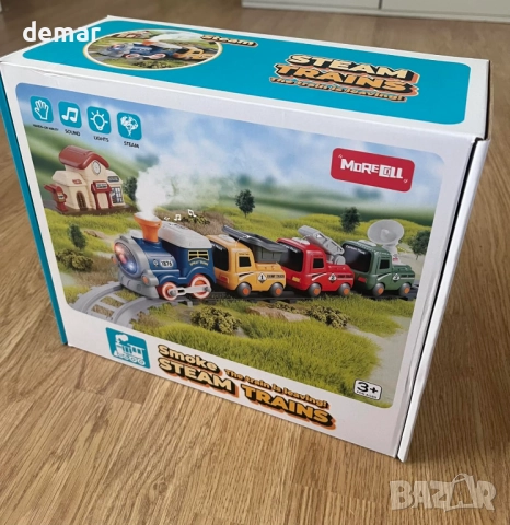 MORECOLL Комплект влакче за малки деца с пара, музика и светлини, снимка 8 - Влакчета, самолети, хеликоптери - 51729210