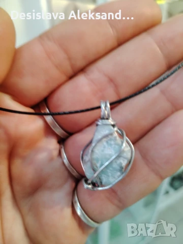 Висулка с ларимар, ръчна изработка , снимка 2 - Колиета, медальони, синджири - 51149894